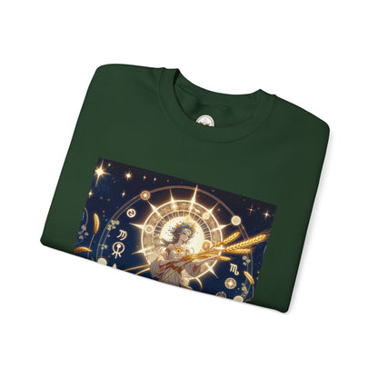 Unisex Heavy Blend™ Crewneck Sweatshirt, anime girl in wheat field, Virgo Zodiac Design
