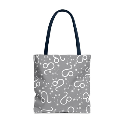 Tote Bag, Leo Zodiac Sign, AOP, (Grey, White)