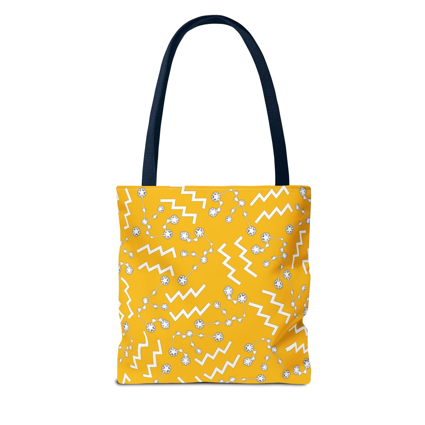 Tote Bag, Aquarius Zodiac Sign, AOP, (Yellow, White)