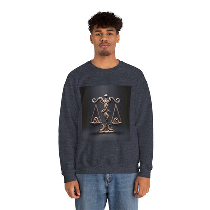 Unisex Heavy Blend™ Crewneck Sweatshirt, Brown Scale, Libra Zodiac Design