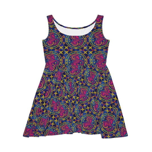 Women's Skater Dress, AOP, Zodiac v1, Capricorn, Pattern