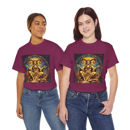 Unisex Heavy Cotton T-Shirt, On The Throne, Taurus Zodiac Design