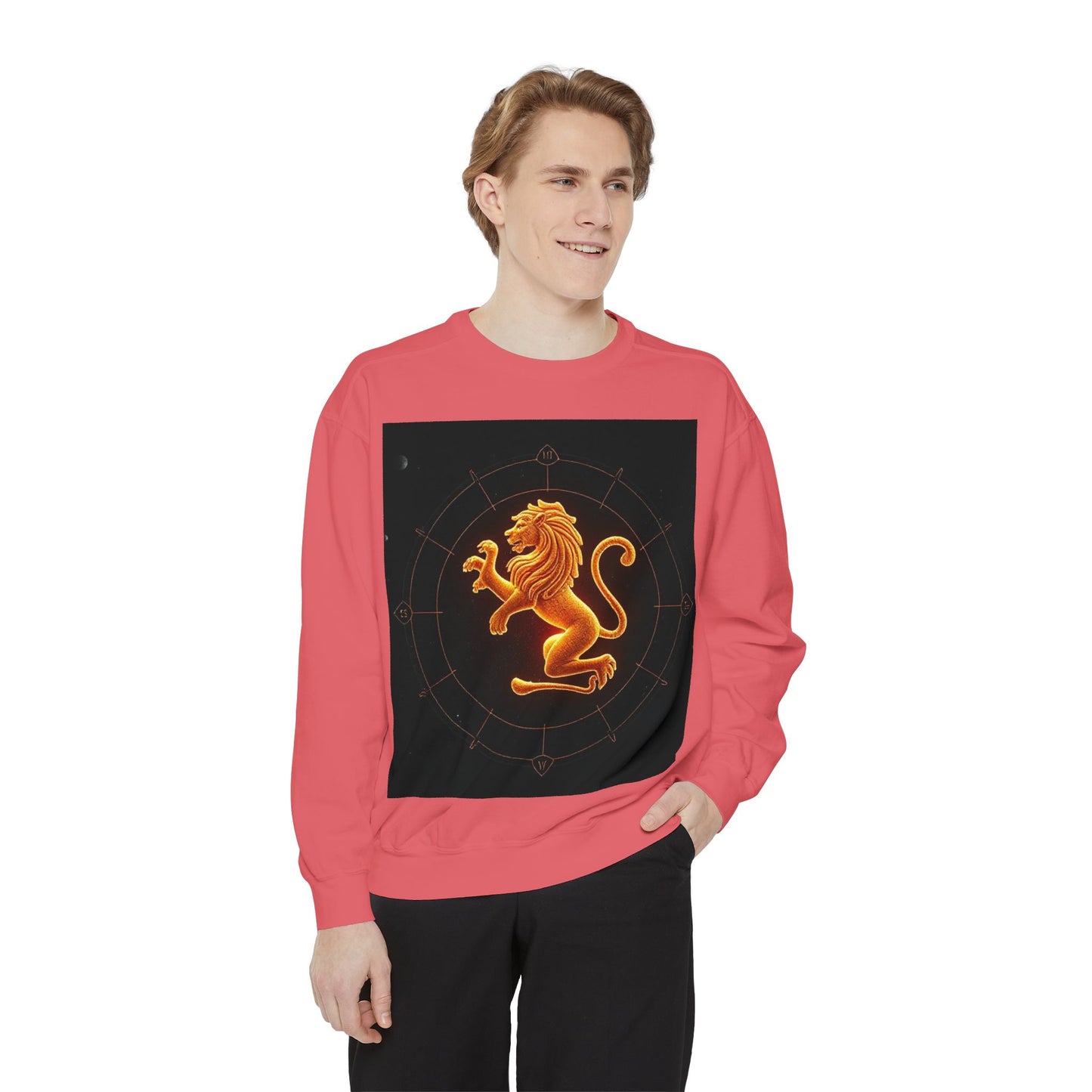 Garment-Dyed Sweatshirt, Unisex, Space Animal Design v1, Leo