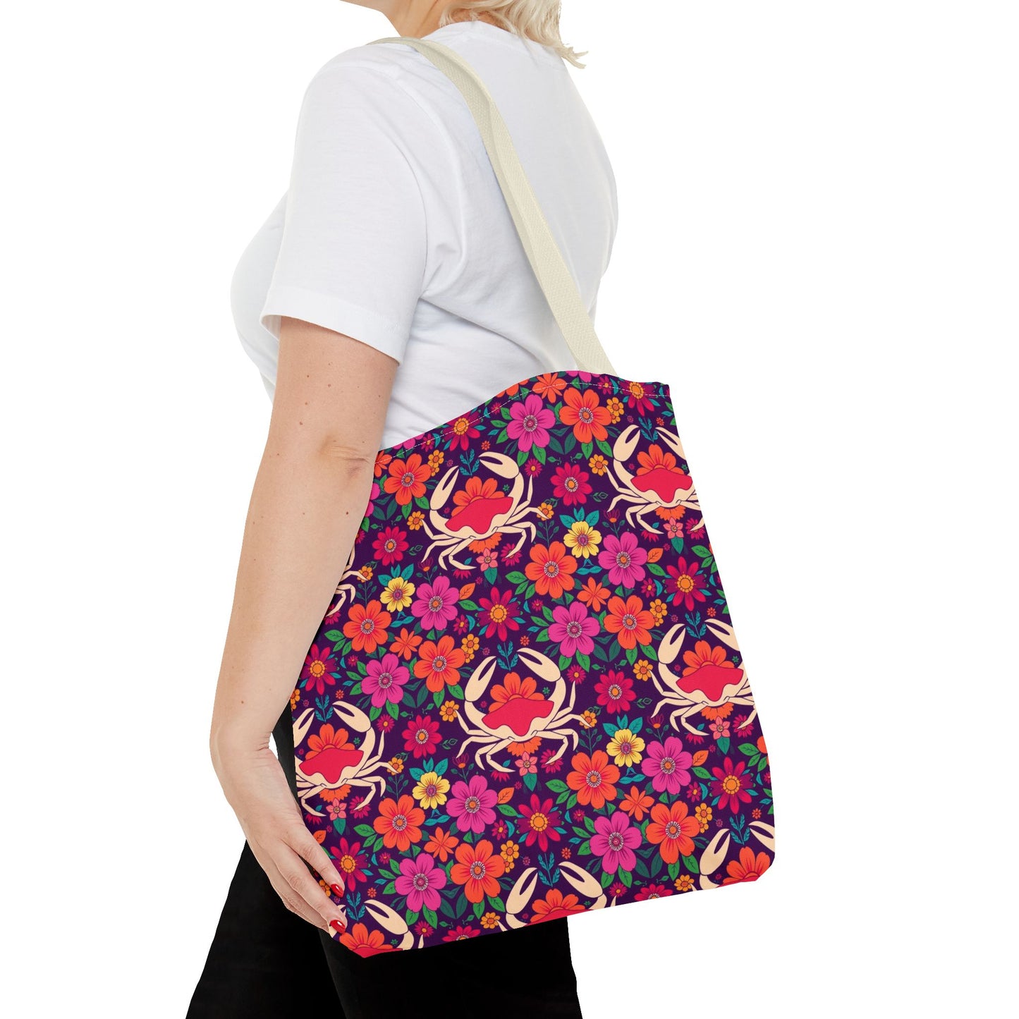 Tote Bag (AOP), Cancer, Zodiac, Flower Pattern