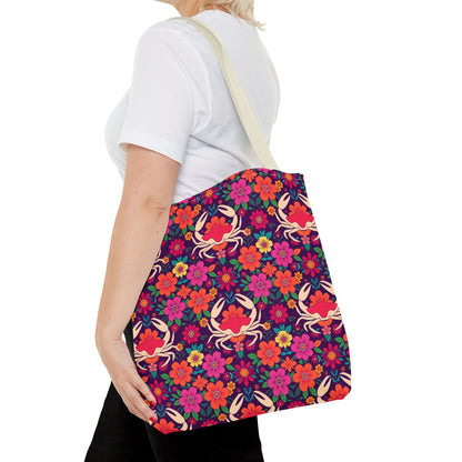 Tote Bag (AOP), Cancer, Zodiac, Flower Pattern