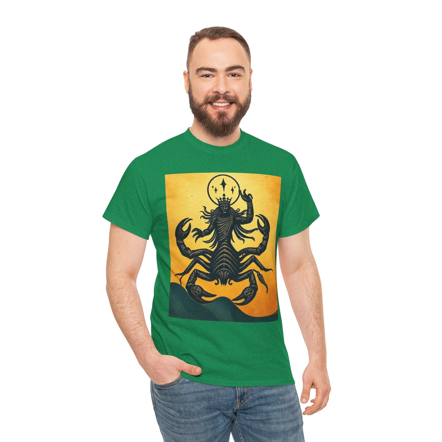 Unisex Heavy Cotton T-Shirt, Scorpion King, Print Art, Scorpio Zodiac Design