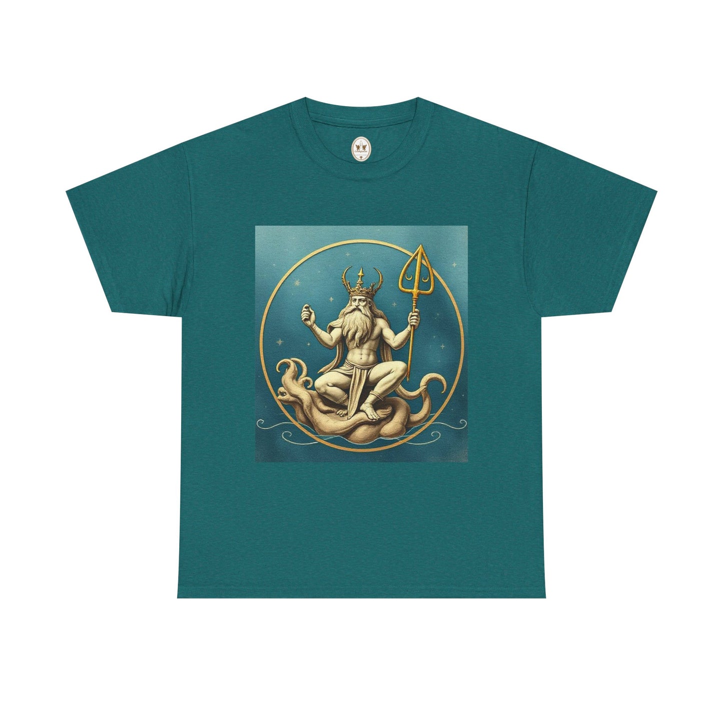 Unisex Heavy Cotton T-Shirt, Aquarius God 3v, Zodiac Design