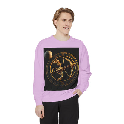Garment-Dyed Sweatshirt, Unisex, Space Symbol Design, Sagittarius