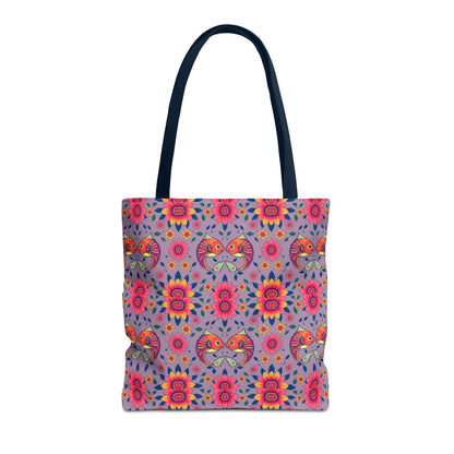 Tote Bag (AOP), Pisces, Zodiac v2, Flower Pattern
