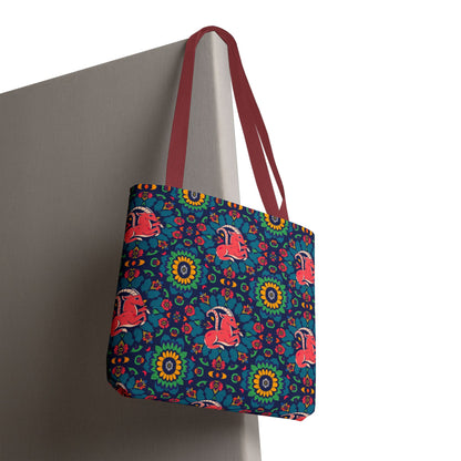 Tote Bag (AOP), Capricorn, Zodiac v1, Flower Pattern