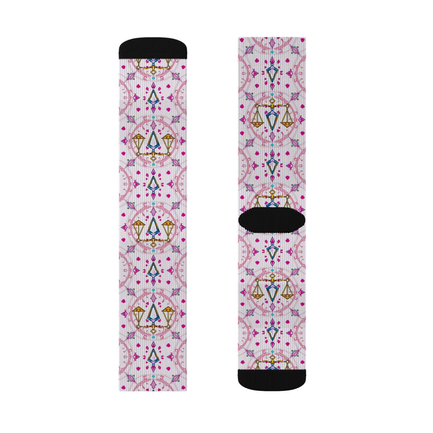Sublimation Socks, Libra, Zodiac, Jewel Pattern