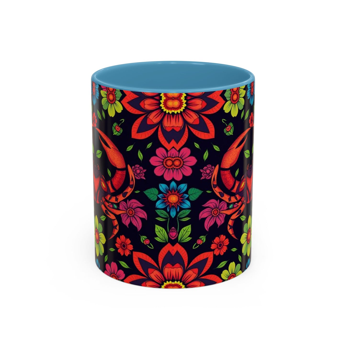 Accent Coffee Mug, Cancer, Zodiac v4, Flower Pattern, (11, 15oz)