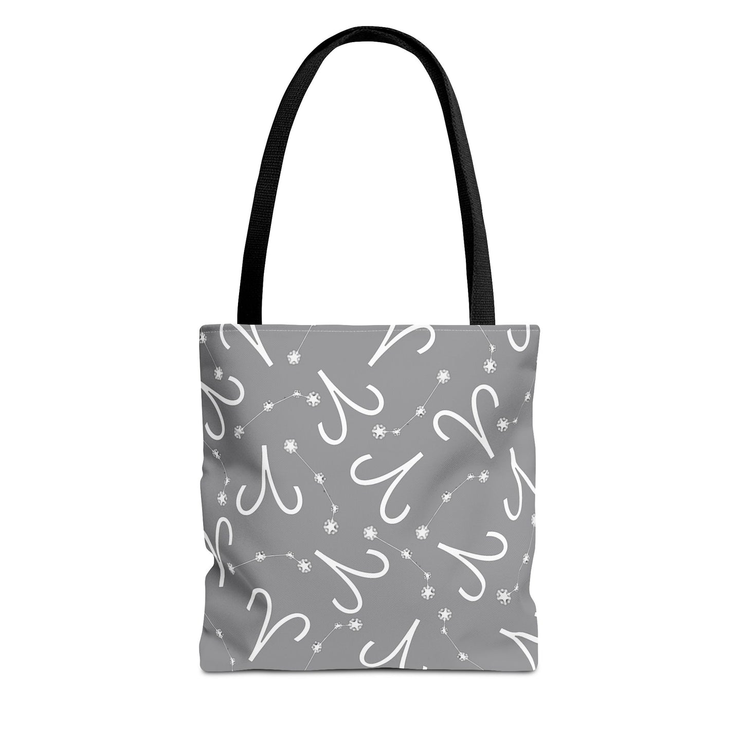 Tote Bag, Aries Zodiac Sign, AOP, (Grey, White)