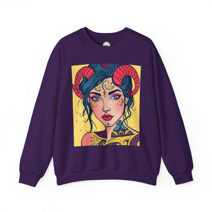 Unisex Heavy Blend™ Crewneck Sweatshirt, Aries, Zodiac v2, Sexy Pattern