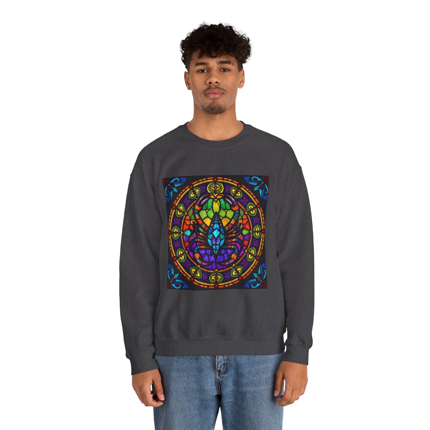 Unisex Heavy Blend™ Crewneck Sweatshirt, Glass 1, Scorpio Zodiac Design