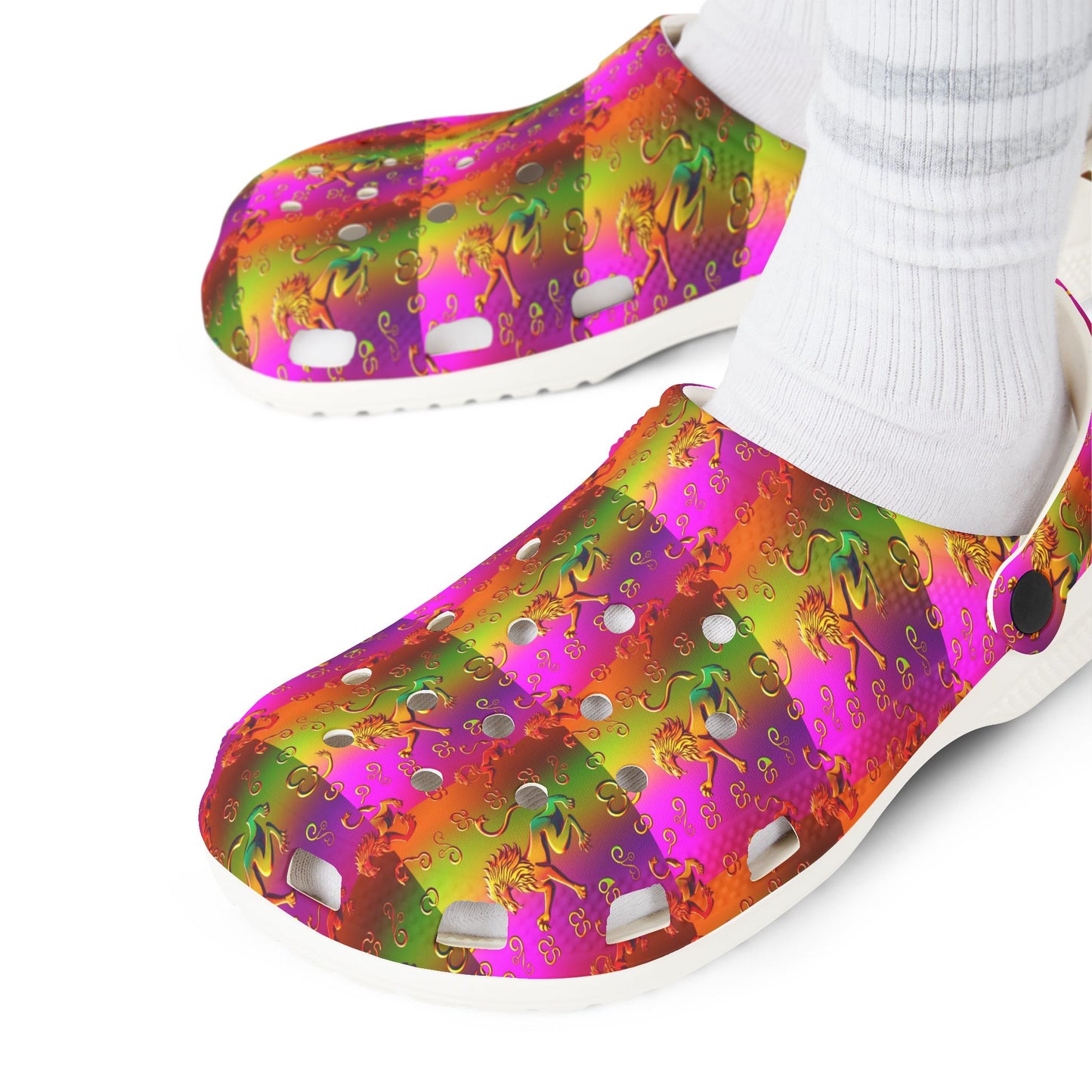 EVA Foam Rubber Shoes, (AOP), Leo, Zodiac v3, Pattern