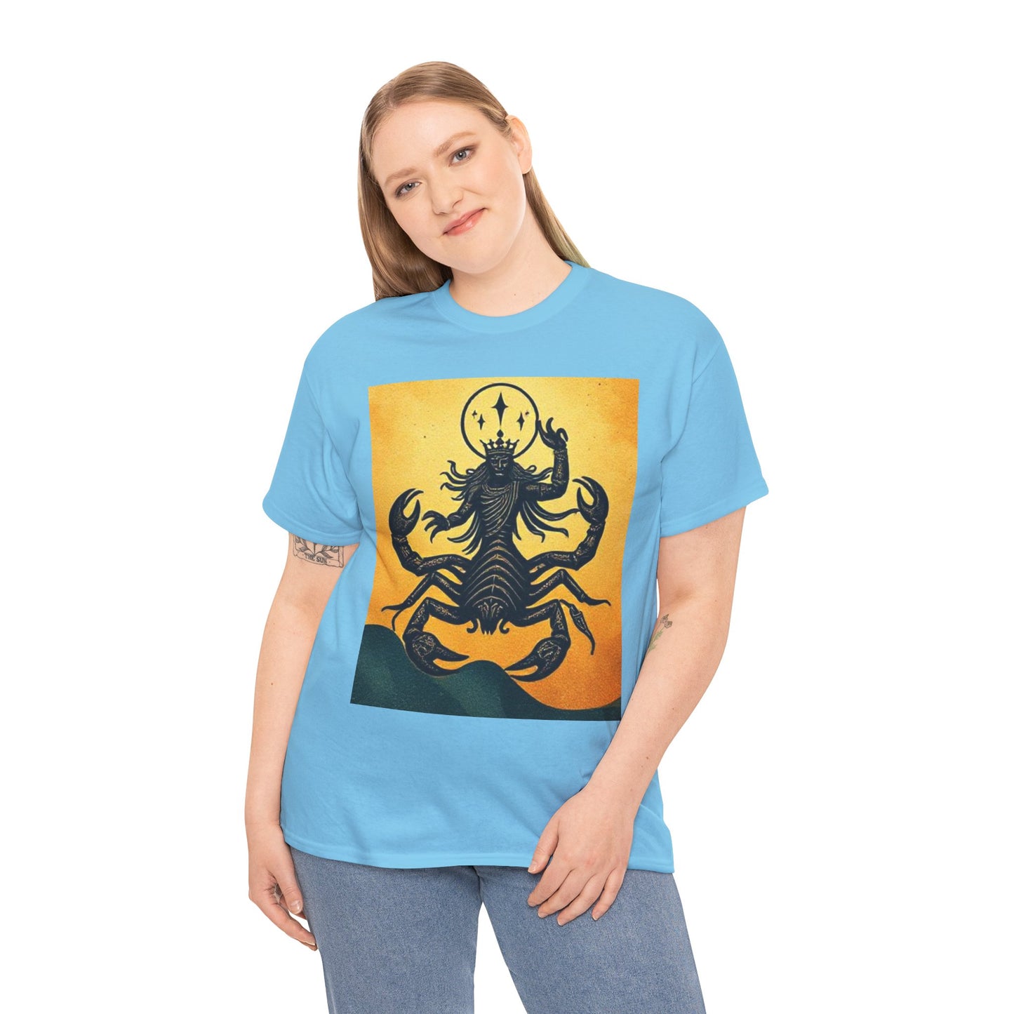 Unisex Heavy Cotton T-Shirt, Scorpion King, Print Art v1, Scorpio Zodiac Design