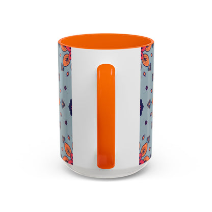 Accent Coffee Mug, Sagittarius, Zodiac v3. Flower Pattern, (11, 15oz)