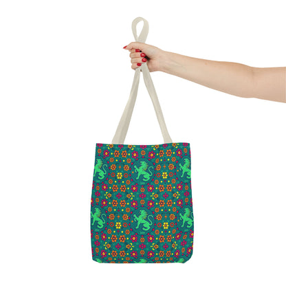 Tote Bag (AOP), Leo, Zodiac v1, Flower Pattern