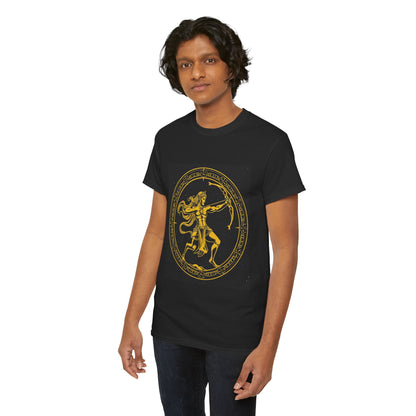 Unisex Heavy Cotton T-Shirt, Mythical Faun/Satyr, Sagittarius Zodiac Design