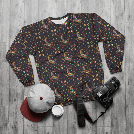 Unisex Sweatshirt (AOP), Capricorn, Zodiac v4, Jewel Pattern