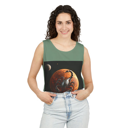 Unisex Garment-Dyed, Tank Top, Scorpio Design, Planet Symbol, 100% US cotton
