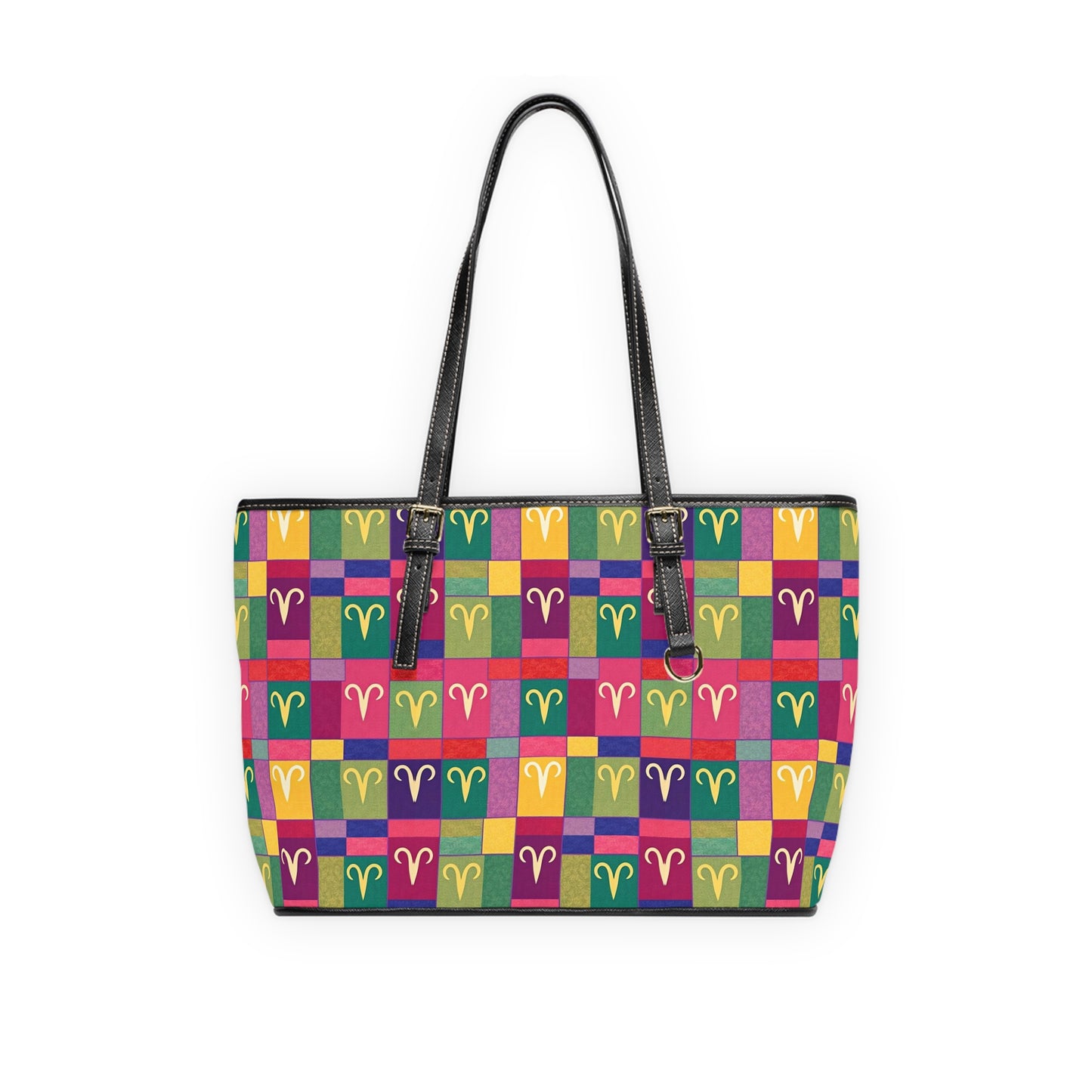 Leather Shoulder Bag, Aries, Zodiac v3, Shapes Pattern
