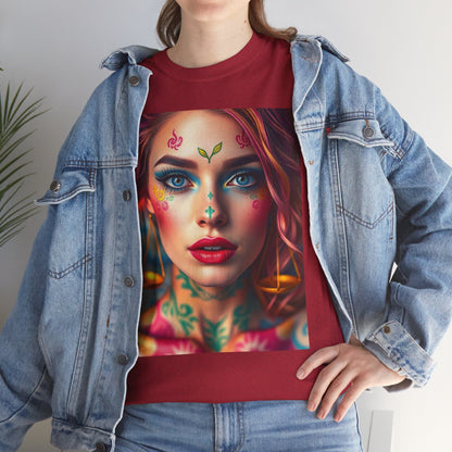 Unisex Heavy Cotton T-Shirt, Libra, Zodiac v1, Sexy Art