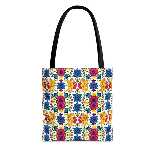 Tote Bag (AOP), Gemini, Zodiac, Flower Pattern
