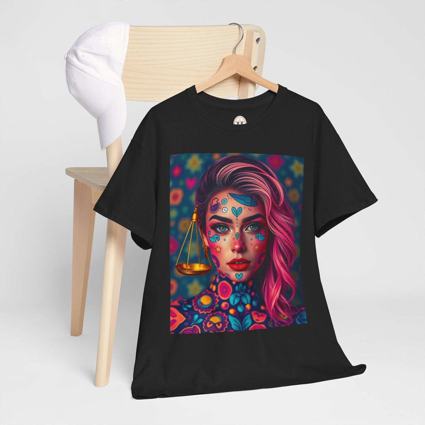 Unisex Heavy Cotton T-Shirt, Libra, Zodiac v2, Sexy Art