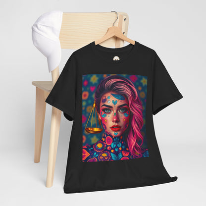 Unisex Heavy Cotton T-Shirt, Libra, Zodiac v2, Sexy Art