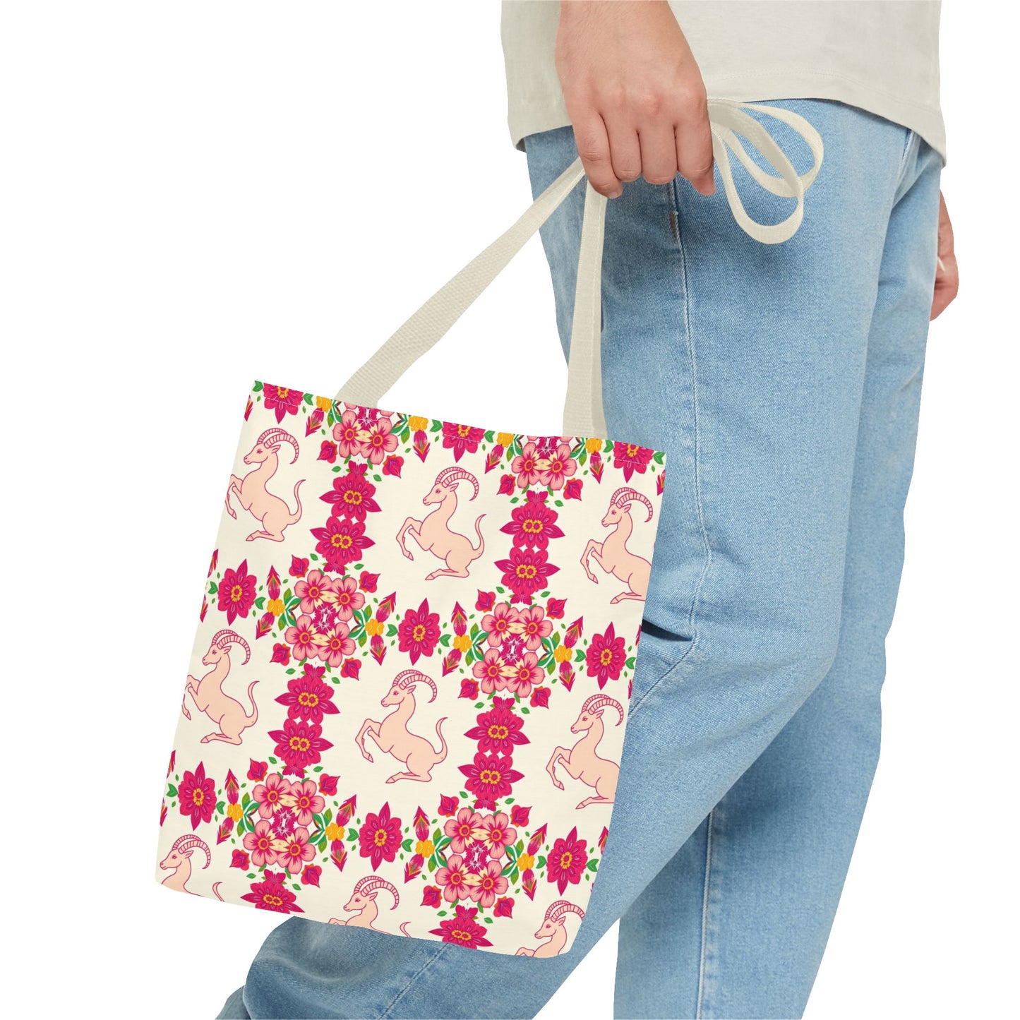 Tote Bag (AOP), Capricorn, Zodiac, Flower Pattern
