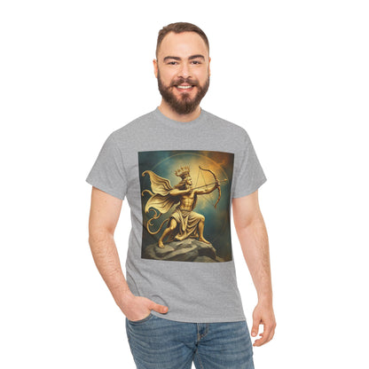 Unisex Heavy Cotton T-Shirt, Sagittarius King, Bow & Arrow, Zodiac Design