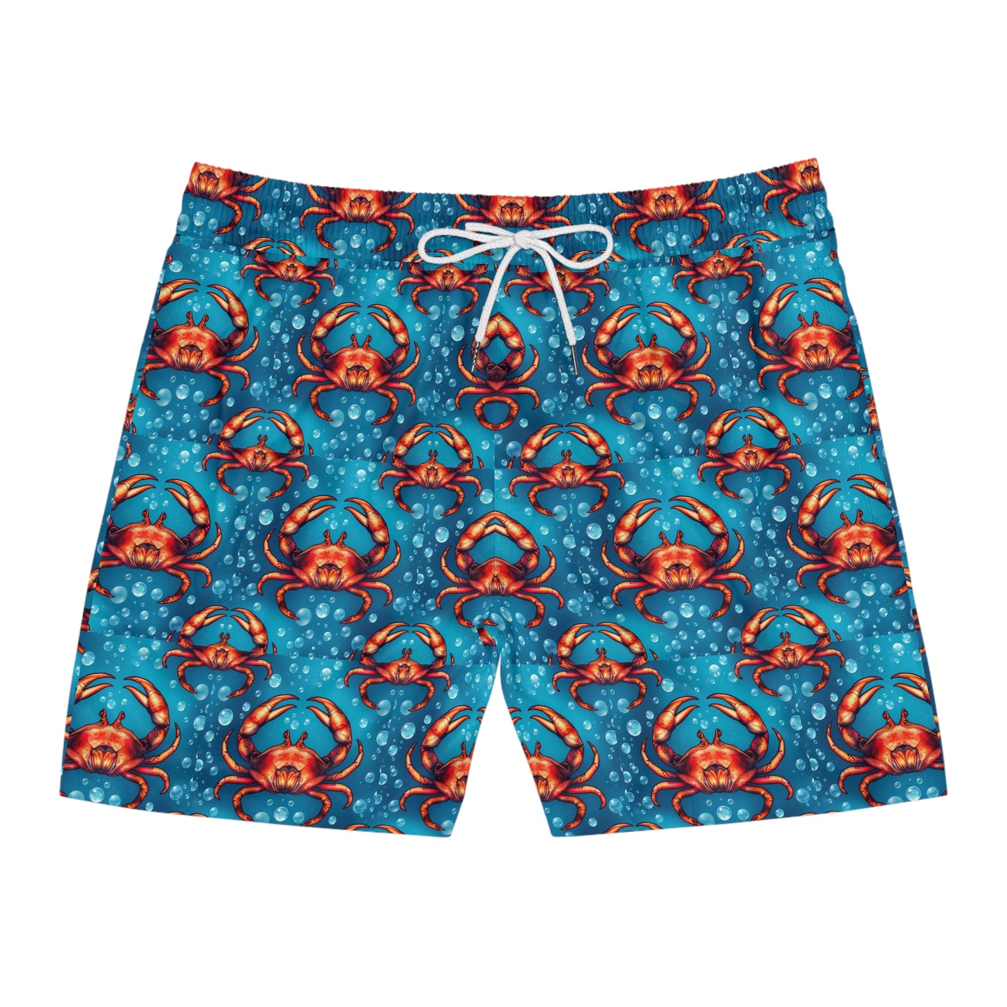 Men's Mid-Length Swim Shorts, (AOP), Cancer, Zodiac v4, Bubble Pattern