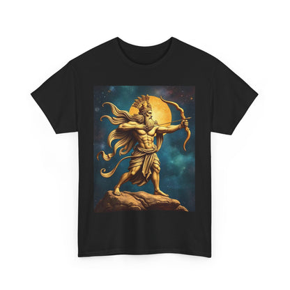 Unisex Heavy Cotton T-Shirt, Midnight Arrow, Sagittarius Zodiac Design
