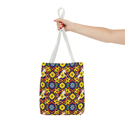 Tote Bag (AOP), Aquarius, Zodiac v1, Flower Pattern