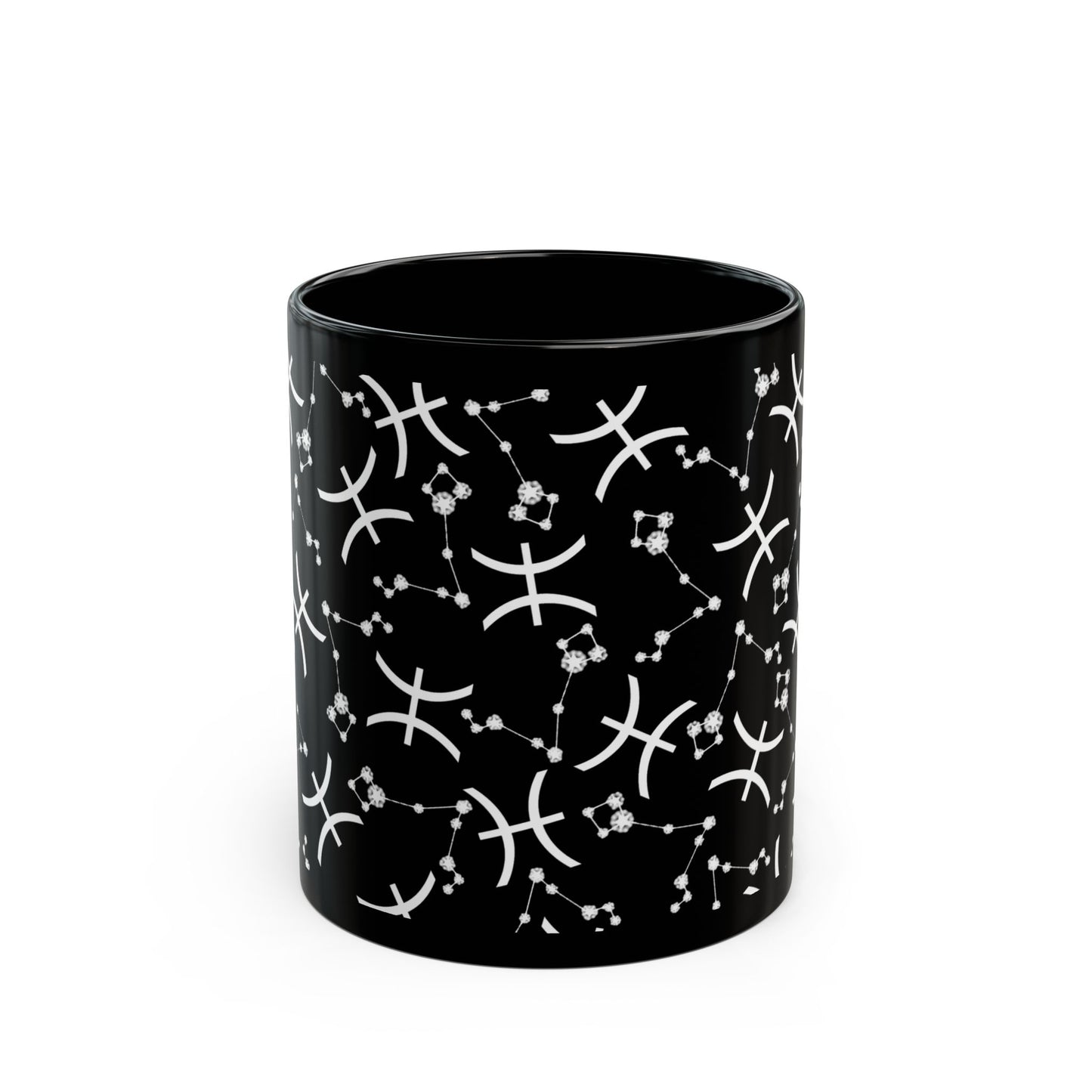 Zodiac 11oz Black Mug Pisces Zodiac Sign