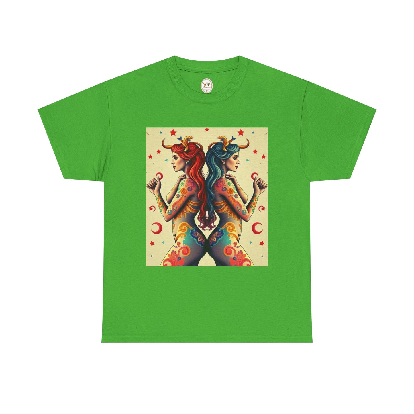 Unisex Heavy Cotton T-Shirt, Gemini, Zodiac v4, Sexy Art
