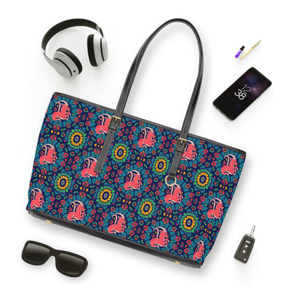 Leather Shoulder Bag, Capricorn, Zodiac v1, Flower Pattern