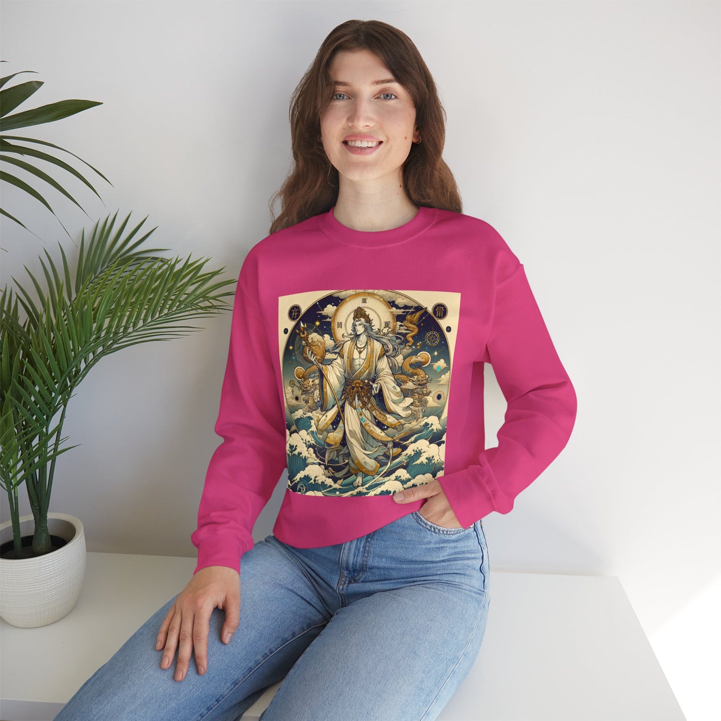 Unisex Heavy Blend™ Crewneck Sweatshirt, Anime Capricorn God,  Zodiac Design