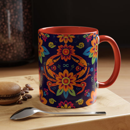 Accent Coffee Mug, Cancer, Zodiac, Flower Pattern, (11, 15oz)