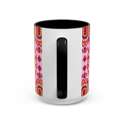 Accent Coffee Mug, Capricorn, Zodiac v3, Flower Pattern, (11, 15oz)