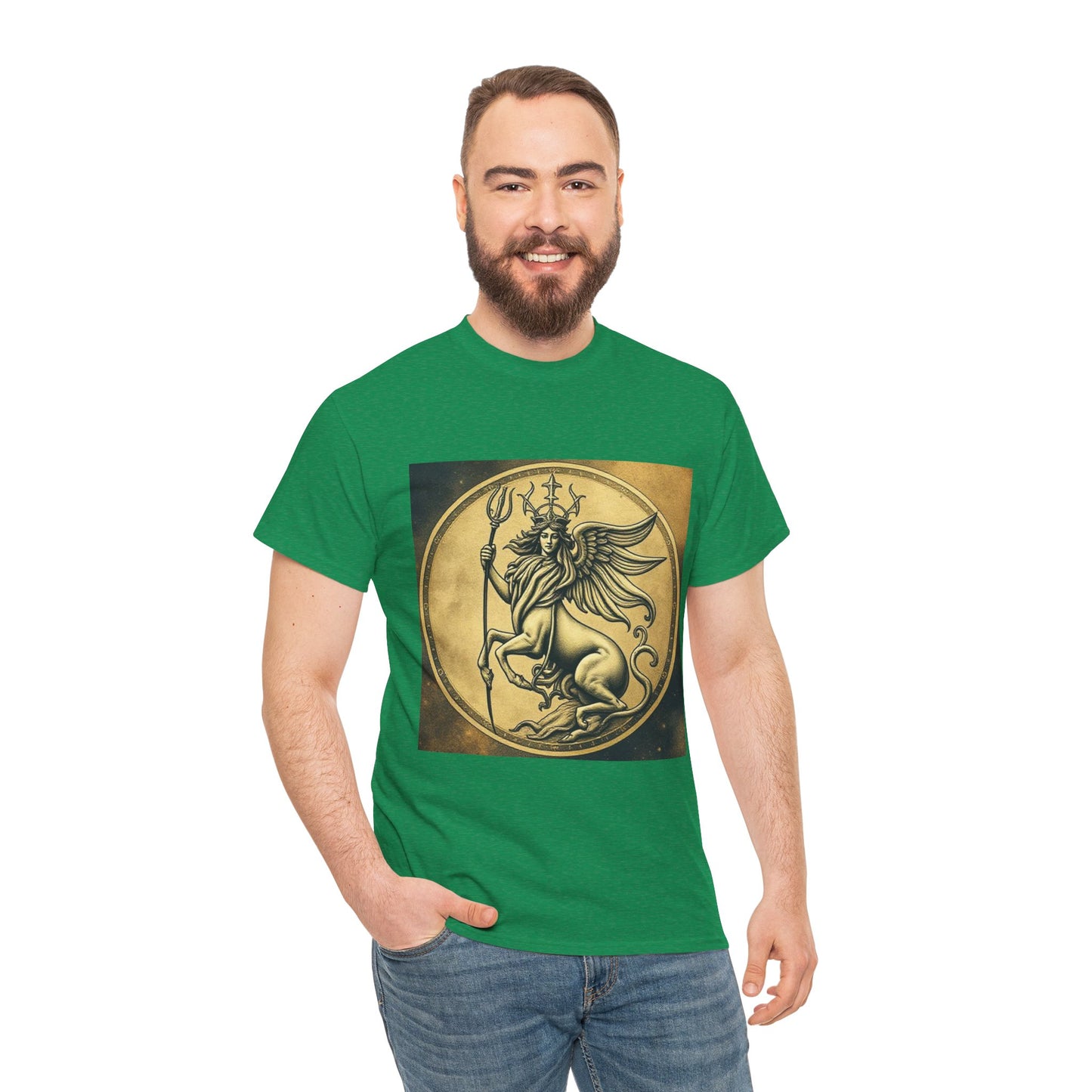 Unisex Heavy Cotton T-Shirt, Animal Angel v1, Virgo Zodiac Design