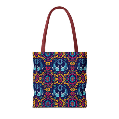 Tote Bag, (AOP), Pisces, Zodiac v3, Flower Pattern