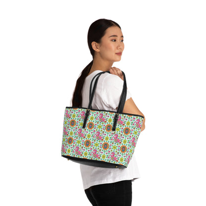 Leather Shoulder Bag, Aquarius, Zodiac v1, Flower Pattern