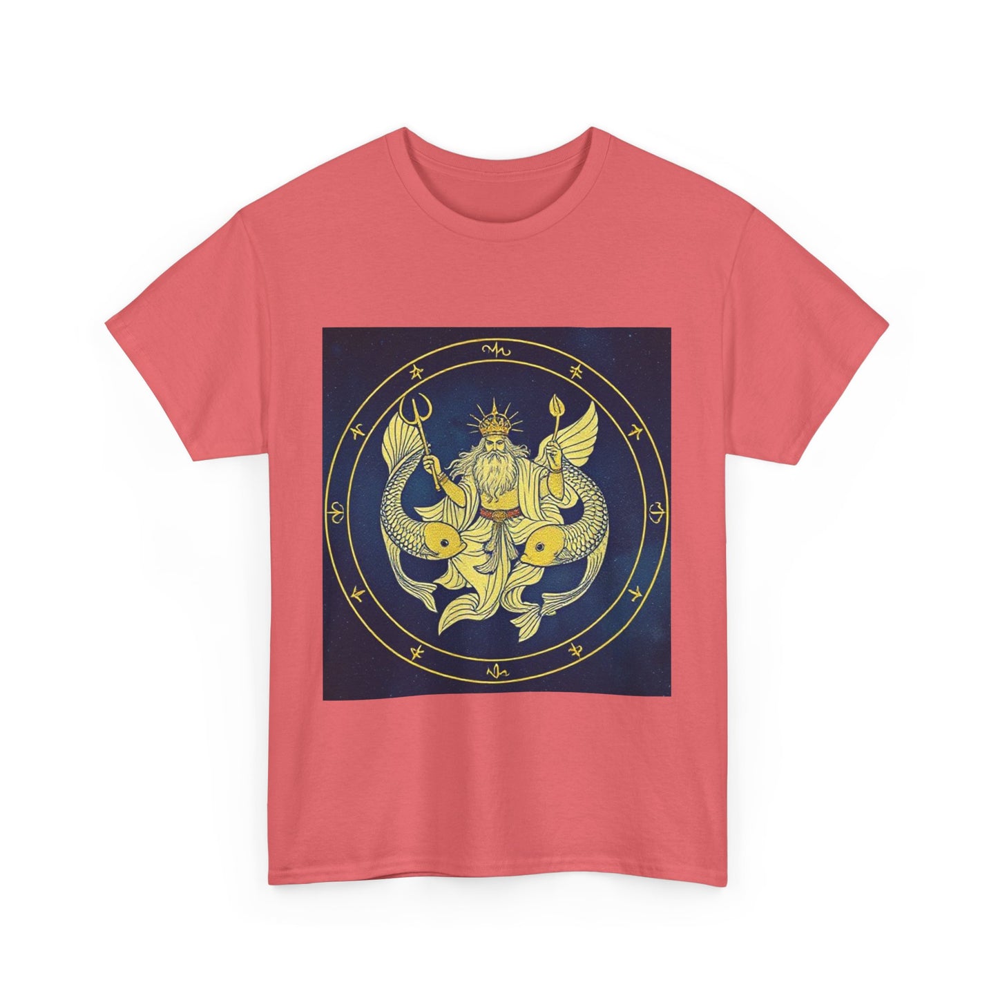 Unisex Heavy Cotton T-Shirt, King of Pisces, Zodiac Design