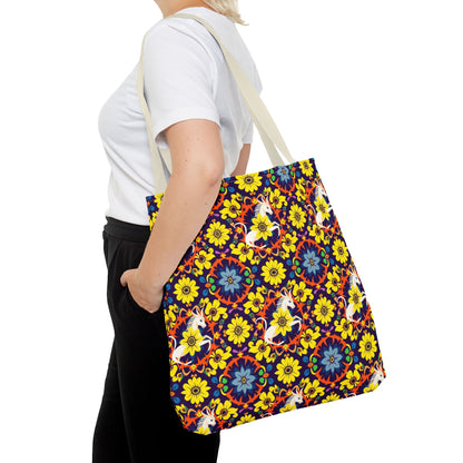 Tote Bag (AOP), Aquarius, Zodiac v1, Flower Pattern