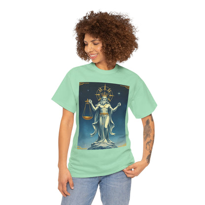 Unisex Heavy Cotton T-Shirt Space v2, Libra God, Zodiac Design