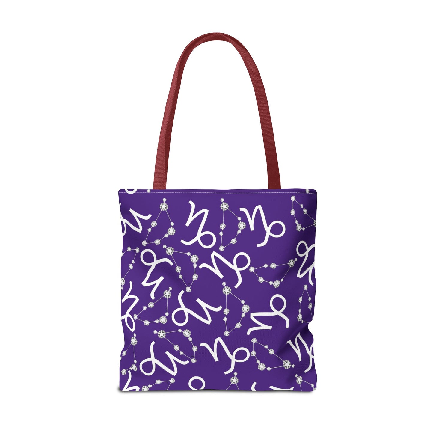 Tote Bag, Capricorn Zodiac Sign, AOP, (Purple, White)