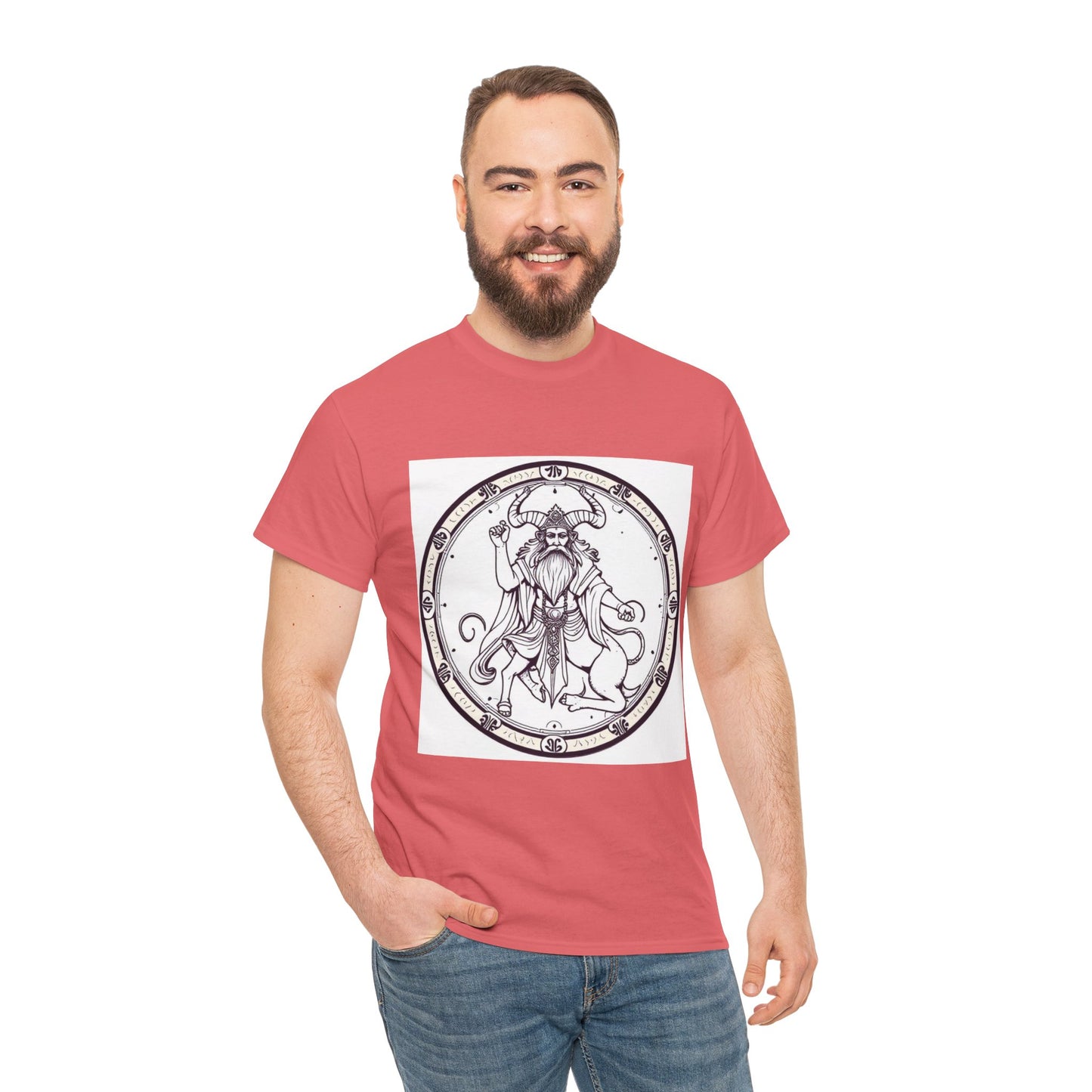 Unisex Heavy Cotton T-Shirt, Bull Centaur v1, Taurus Zodiac Design